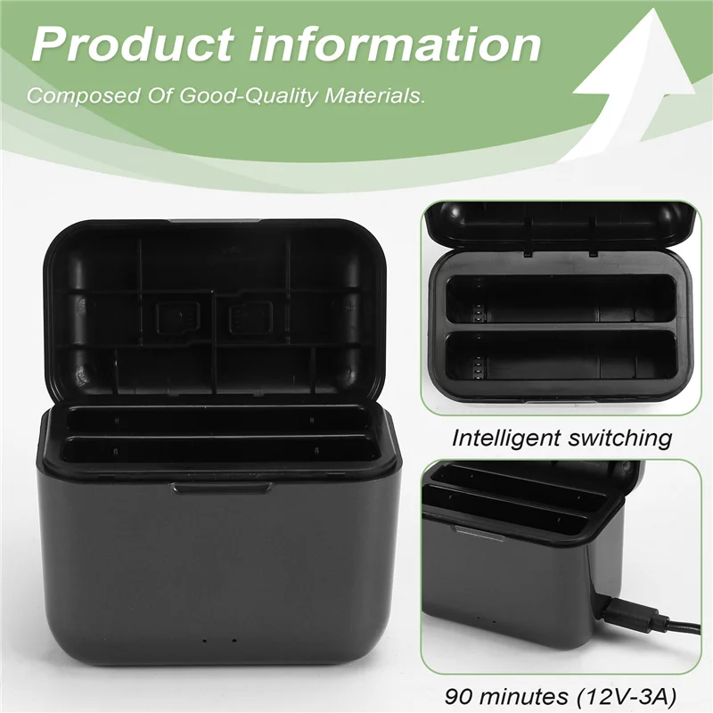 -ABPU Fast Battery Charger For Insta360 X4 Quick Portable 2 Channel Battery Charge Storage Station Can Store Misro SD Card