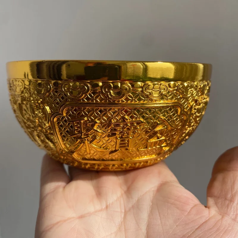 

In Stock Ruyi Wealth Gathering Imitation Gold Bowl Gift Box Sales Gift Live Streaming Product Souvenir One Piece Dropshipping Tr