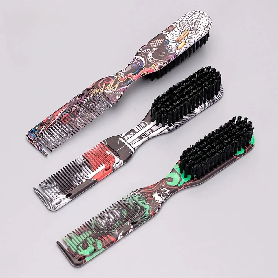 Double-sided Comb Oil Head Comb Brush Hair Beard Shape Dual Use Combs Professional Barber Broken Hair Cleaning Brush Accessories