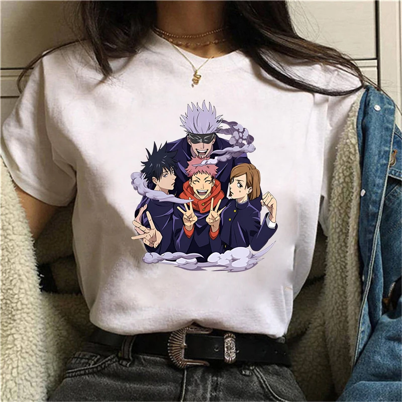 

Hot Anime Cartoon Satoru Gojo Itadori Yuji Print T-shirt Loose Short Sleeve Harajuku Casual Tops Women Men T-shirt