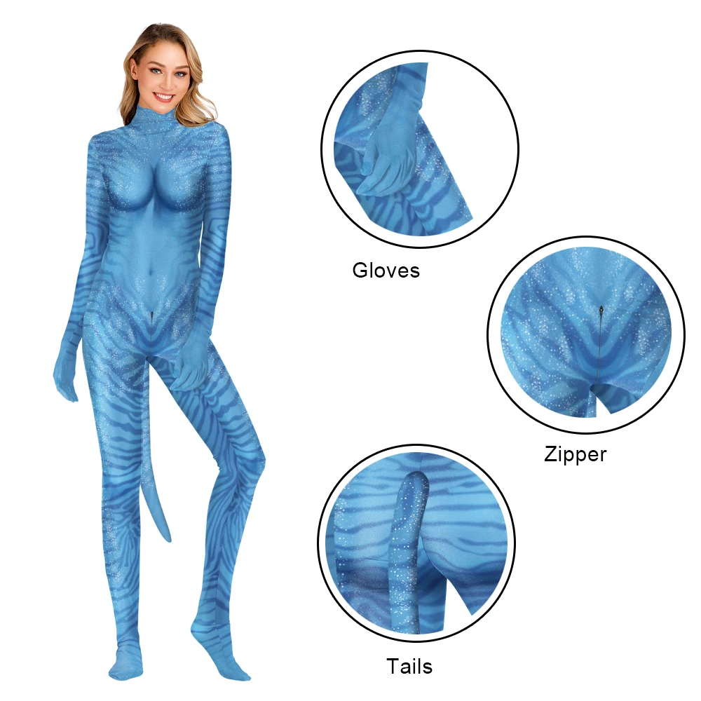 Zawaland Halloween Kostuums Voor Vrouwen Animal Fox 3D Afdrukken Zentai Huisdier Pak Sexy Slim Jumpsuits Bodysuit Fancy Dress