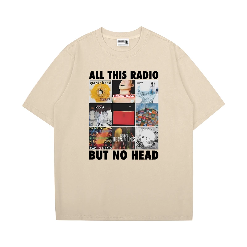 All This Radio But No Head printed T Shirt Radiohead Rock Band Cotton short sleeve T-shirts Loose Hip Hop streetwear