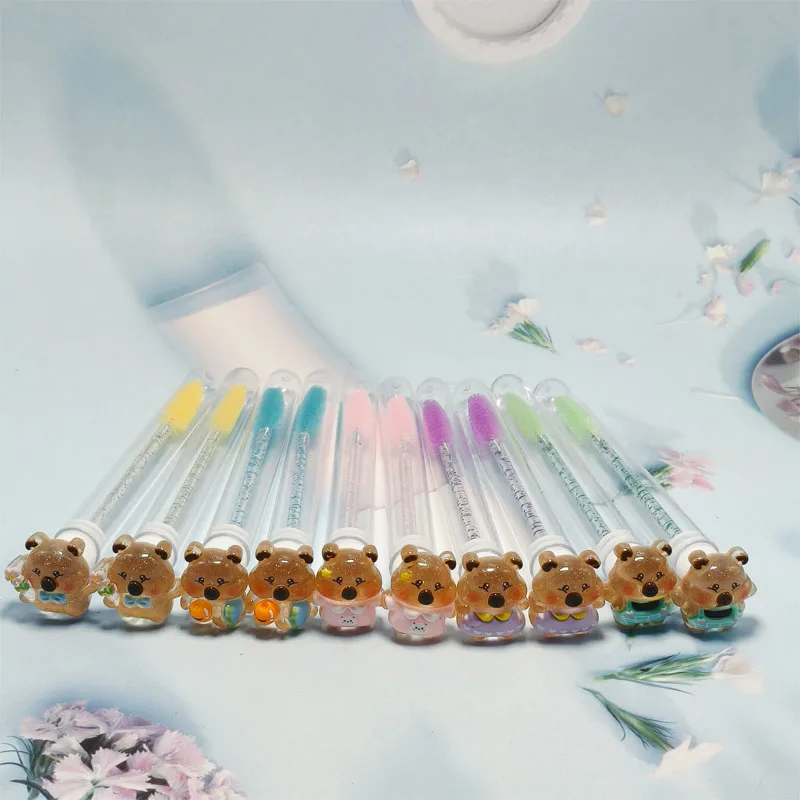 50 szt. Szczoteczki do rzęs wielokrotnego użytku, jednorazowe aplikatory do rzęs, szczoteczka do brwi, wymienne, pyłoszczelne, błyszczące, do usuwania zniszczonych rzęs