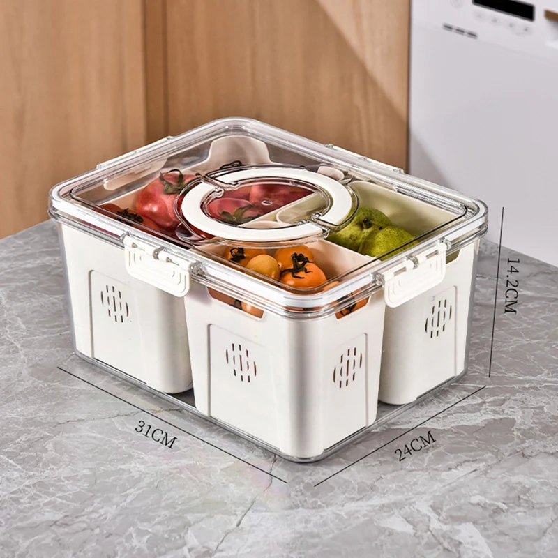 Fruit Tray For Large Picnic Refrigerator Food Storage Transparent Snack Box In Kitchen