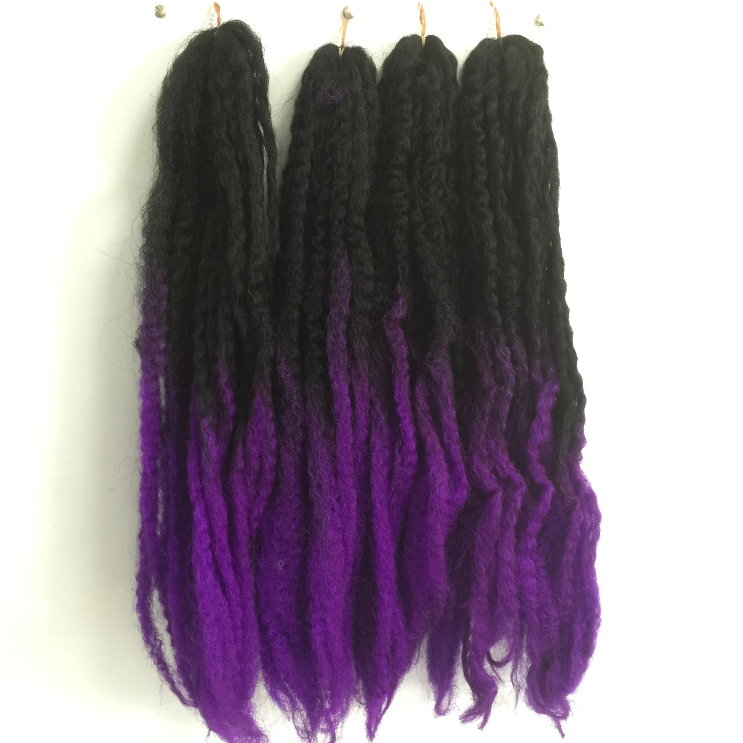 10 Packs Two Tone Ombre Color Black Purple Marley Braids Synthetic Hair Extensions for Black Woman