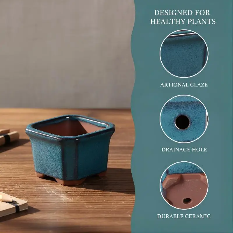 Plant Pots Ceramic Mini Planters 3PCS Set for Home Desk Cute Decorative Pottery Flower Holders