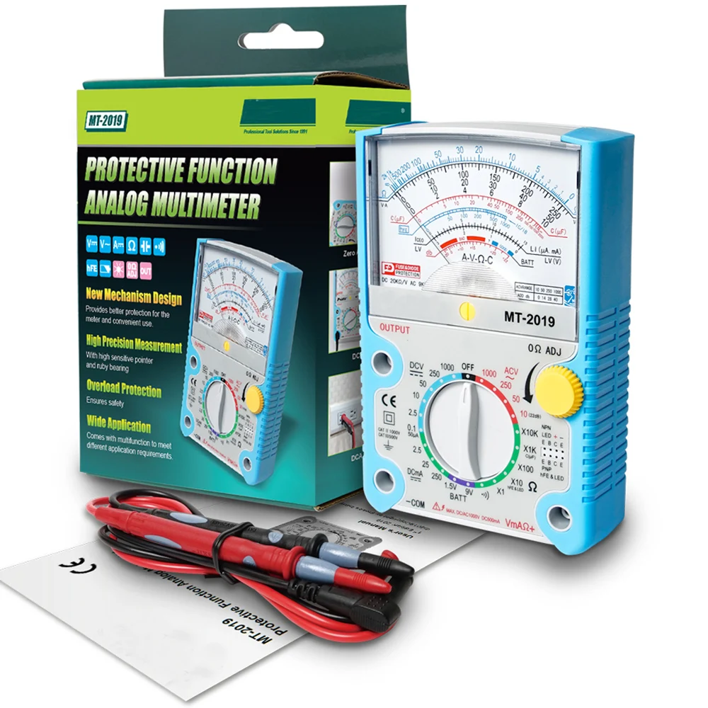 MT-2019 Protective Function Analog Multimeter Safety Standard Professional Ohm Test Meter Voltage Current Capacitance Detection