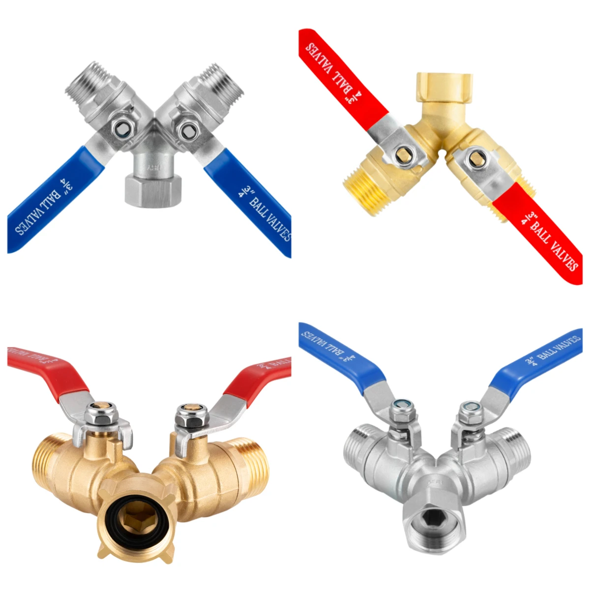 

Латунь из нержавеющей стали, американский Y-образный трехходовой смеситель с садовой резьбой 3/4GHT, шаровой кран