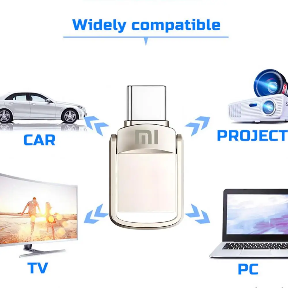 샤오미 U 디스크, USB 3.1 C타입 인터페이스, 휴대폰 컴퓨터 상호 변속기, 휴대용 USB 메모리, 2TB, 1TB, 256GB, 128GB, 512GB