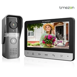 TMEZON Videocitofono a 4 fili, citofono con campanello, citofono con fotocamera, display a colori da 7