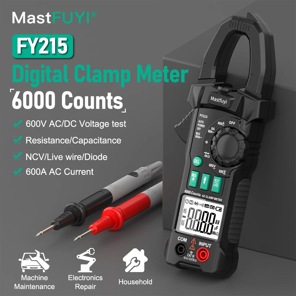 

MASTFUYI Professional Multimeter Digital Pinza amperimétrica Ammeter Clamp Meter AC Current Voltage continuity Tester tools