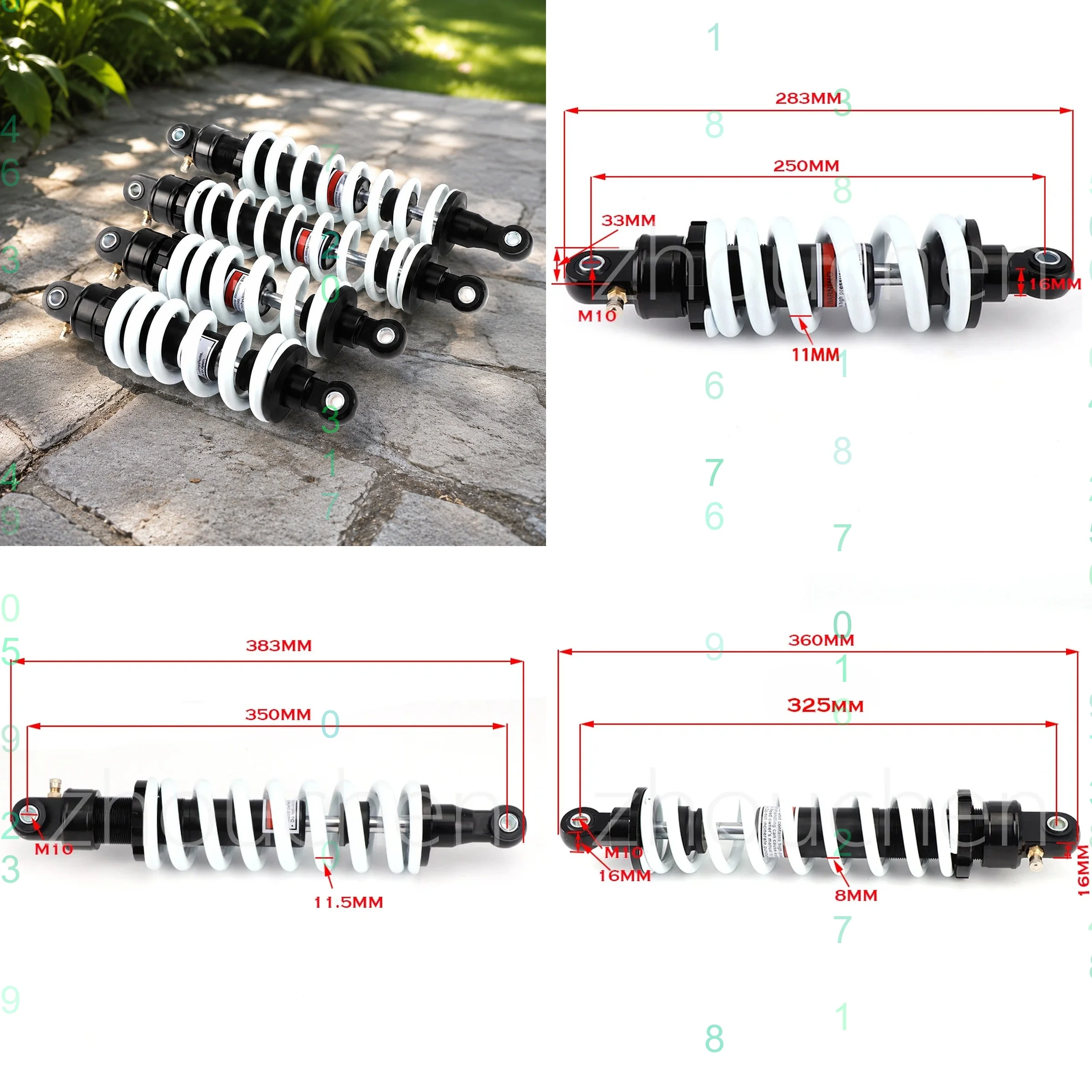250mm 260mm 325mm 350mm Alloy Off-Road Motorcycle Rear Shock Absorber Damping Adjustable Dirt Pit Bike Replacement