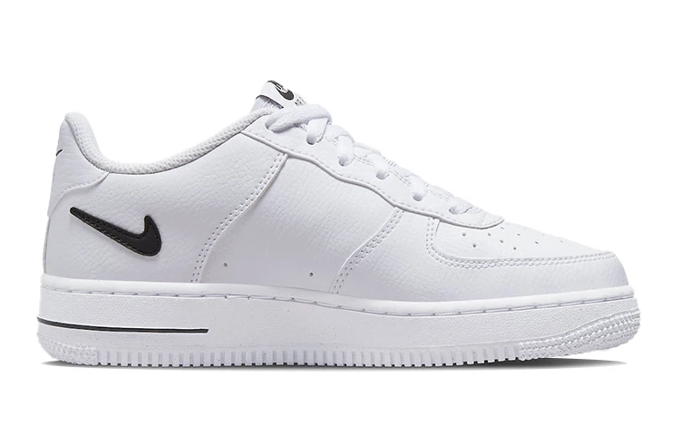 Nike Air Force 1 Low Cut Out Swoosh White Black GS Sneakers shoes With Original Box