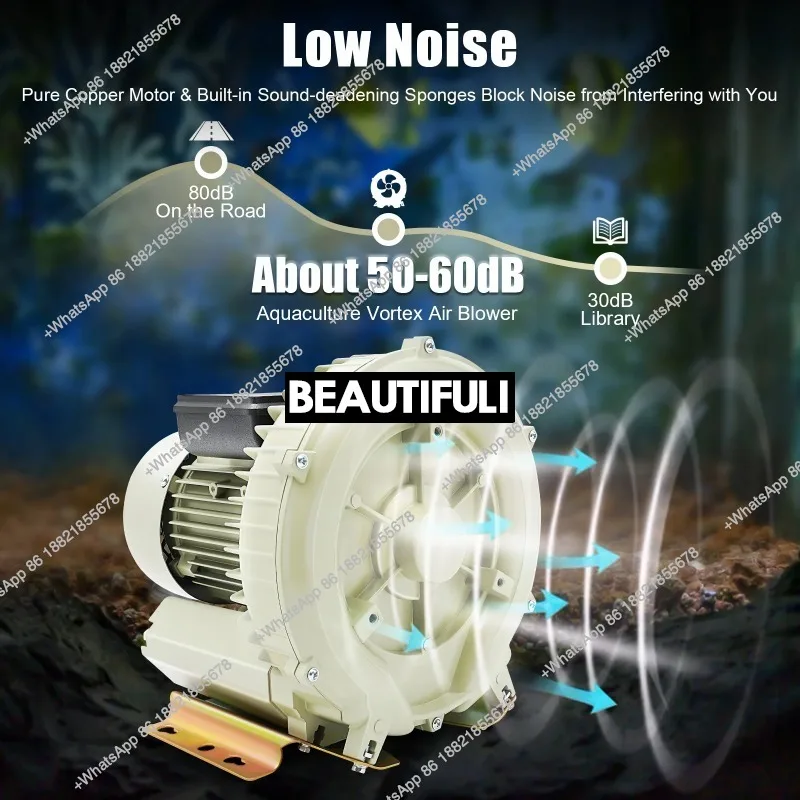 High Pressure Blower for Aquarium Seafood Pond, Seafood Pond Fish Tank Air