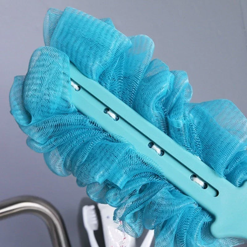 1pcs Long Handle Shower Back Scrubbers Soft Mesh Bath Brush Body Scrub Puff For Self Back Washing Bathroom Accessories