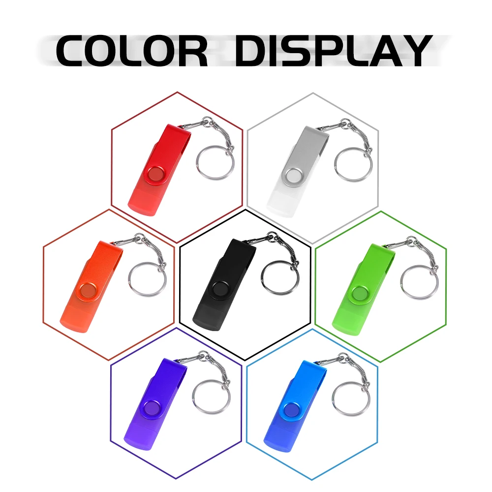 

New WANSENDA USB 2.0 TYPE C USB Flash Drive Rotatable Pen Drive 128GB 64GB 32GB Key Chain USB Stick 2 IN 1 High Speed Pendrive