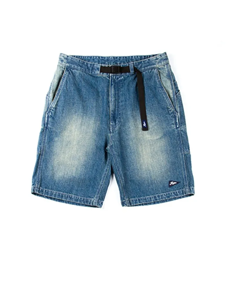 

Heavy Water Washed Woven Belt Loose Straight Tube Multi Bag Trendy Casual Denim Shorts for Men