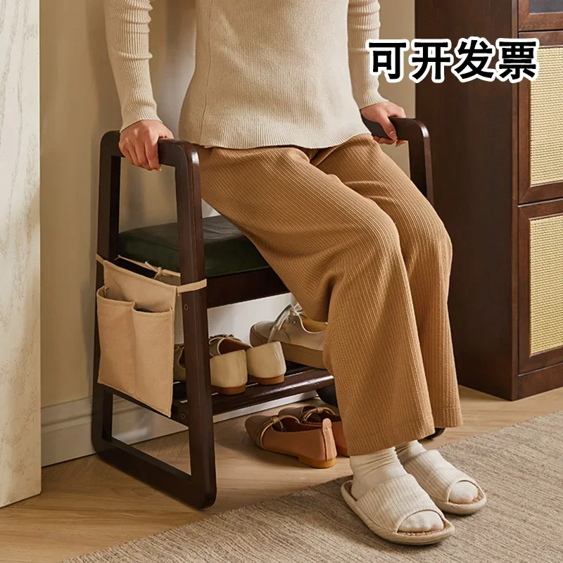 The product can be customized. Suitable for the elderly shoe stool with armrest