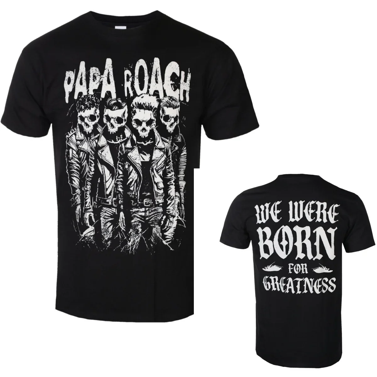 Papa Roach Rock Band Double Sided T-Shirt Men Women, Skull Graphic Black Short Sleeve Tee, Nu Metal Music Concert Streetwear Top