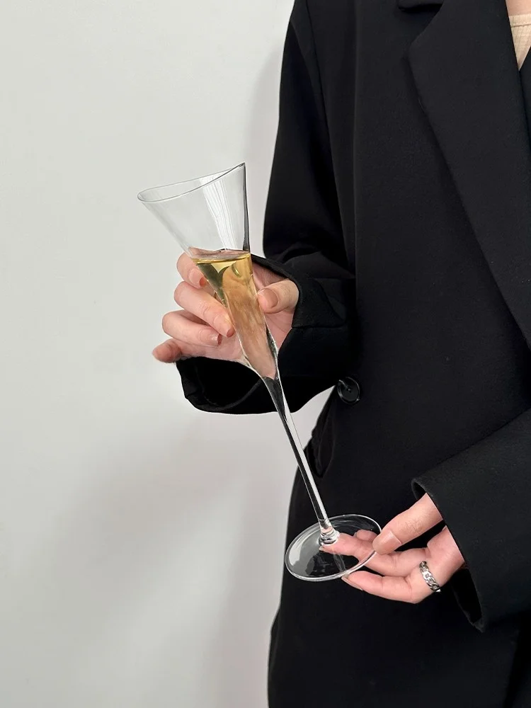 Copa de Vino de Cristal Estilo Vintage, Elegante y Delgada, Tipo Champagne, Hecha a Mano en Francia, para Fiestas y Bodas