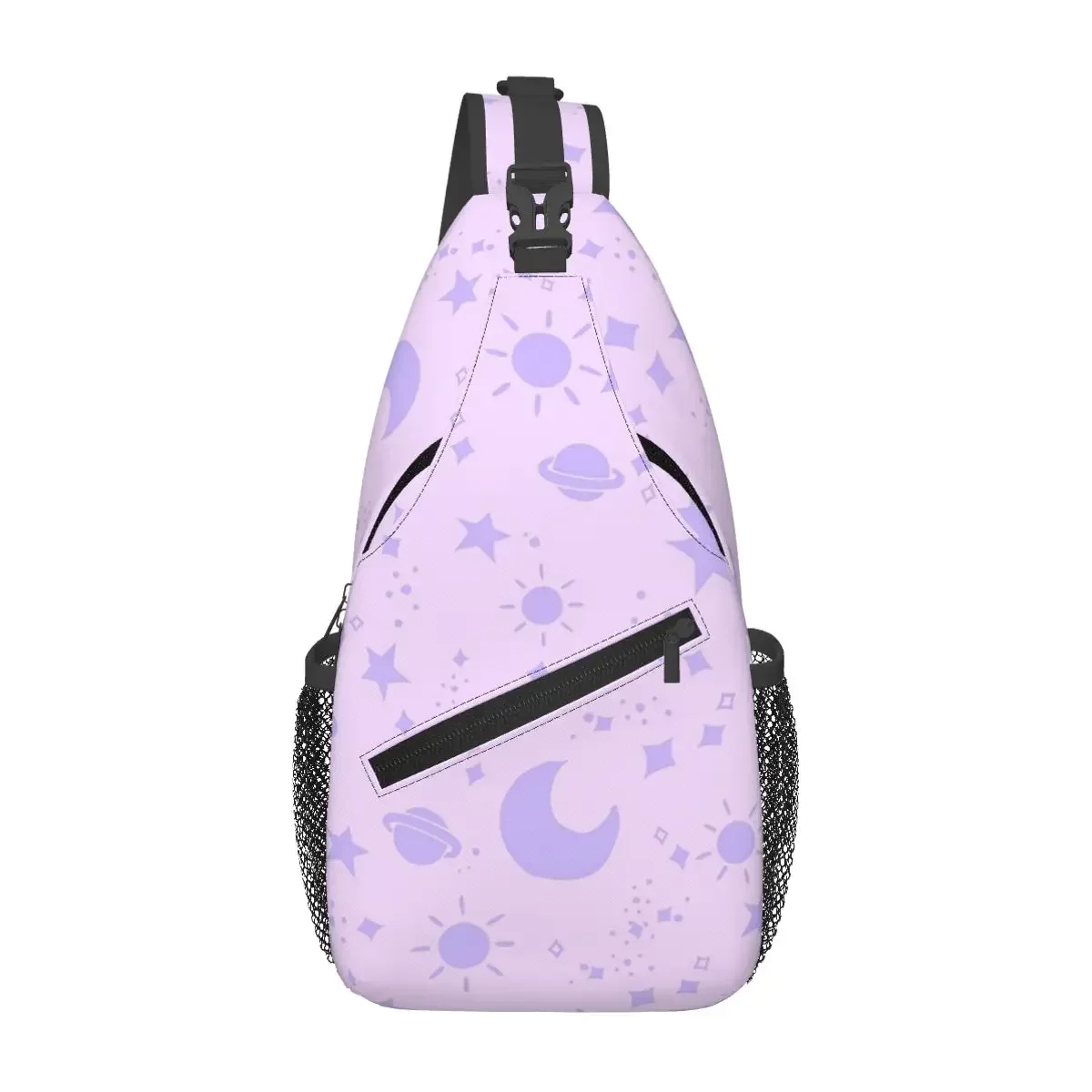 

Purple Pink Sky Chest Bag Men Sling Crossbody Backpack Chest Bag Travel Hiking Daypack Shoulder Bag