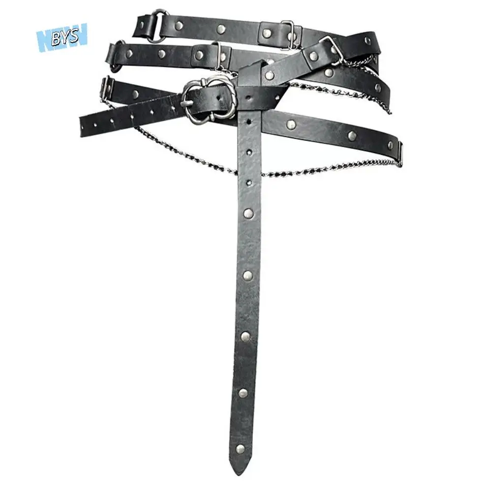 

Adjustable Medieval DIY Faux Leather Belt Thin Metal Pin Buckle Viking Waist Belts Multilayer Vintage Chain Belt Suit Outfit