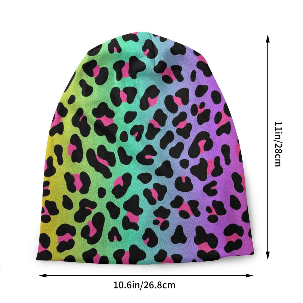 Neon Rainbow Leopard Animal Print Bonnet Hat Knit Hats Men Women Hip Hop Unisex Adult Warm Winter Skullies Beanies Caps