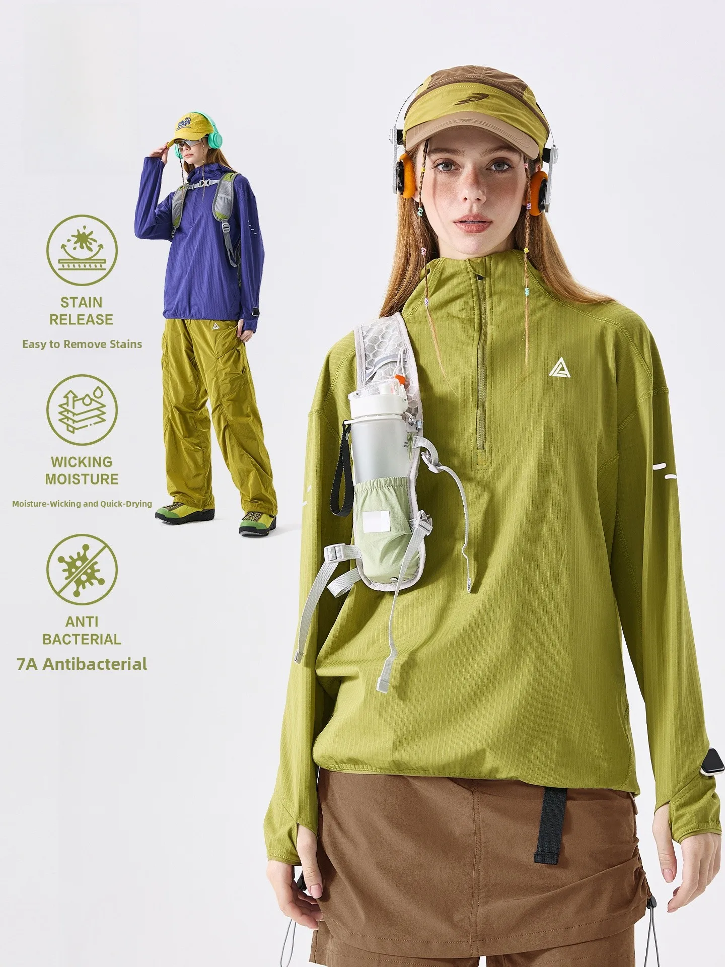 LAZY DAY Outdoor Long Sleeve T-Shirt Women's Spring Autumn Sports Top Quick Dry Moisture Wicking Zipper Neck Climbing Shirt