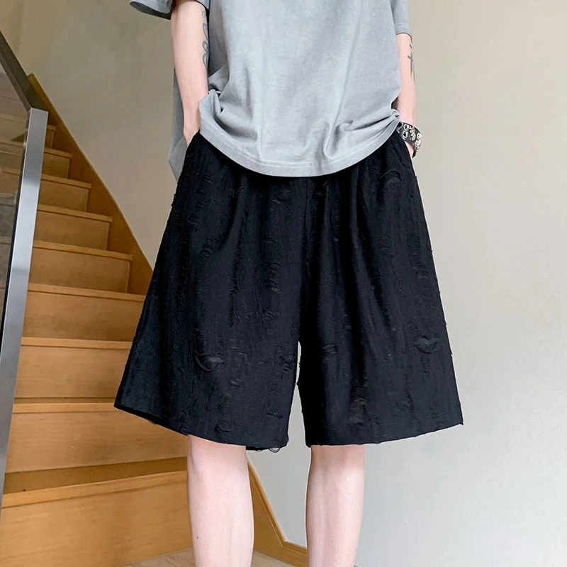 

Men's Summer Casual Ripped Shorts Oversize Unisex High Street Motorcycle Pants Hip Hop Outdoor Breathable Training Retro Shorts