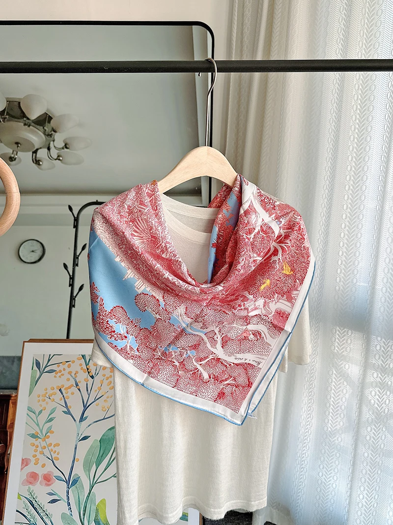 Brand Luxury Women Silk Twill Scarves Lady Silk Fashion Shawl New Arrival Silk Square Brand Foulard 90x90 hijab silk scarf