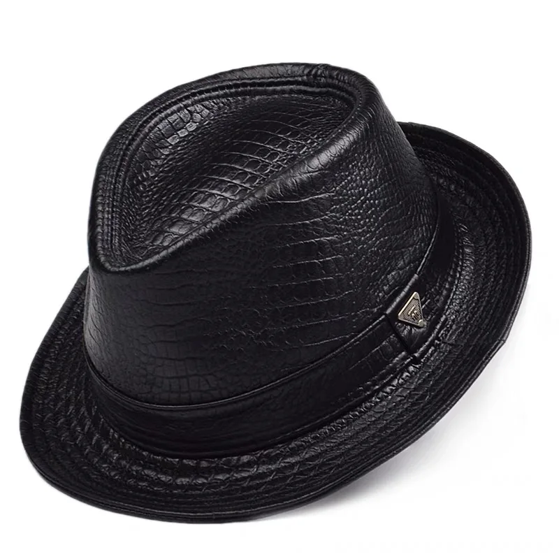Male High Quality Genuine Leather Sheepskin Formal hat Gentleman Cow Skin Short Brim Yellow Brown Top Hat Male Shows Gentleman