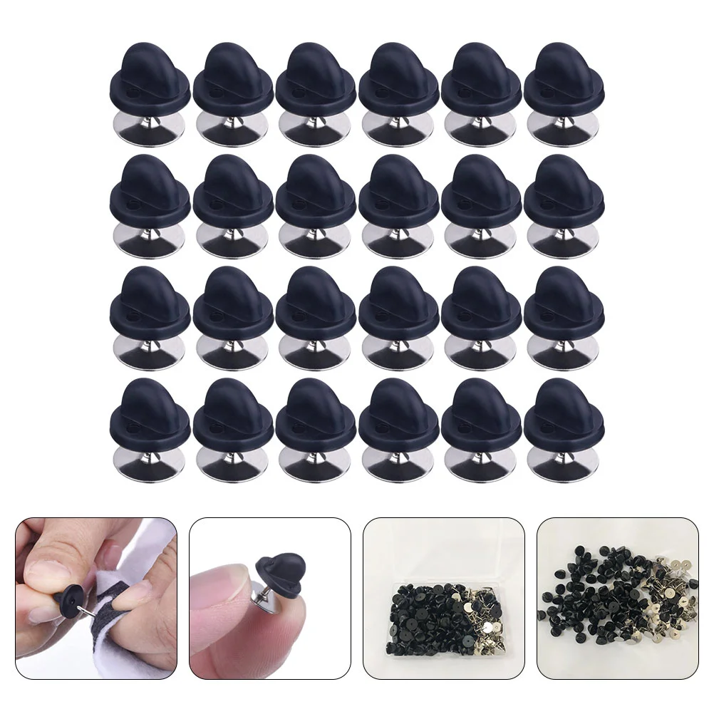 100 Sets Decorative Pins Badge Lapel Back Brooch Backs Keepers Needle and Multi-function Pvc Rubber Metal Professional Tie Tack