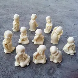 Happy Little monk silicone mold Mold for making plaster clay Crafts Monk Figure sculpture Soap Candle Molds