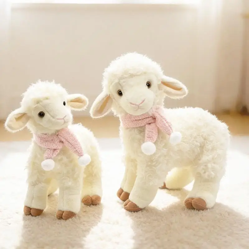Stuffed Lamb Animal Toy Soft Plush with Bell Sheep Plushies Doll 1Pcs for Eid Mubarak Party Decoration - view 3
