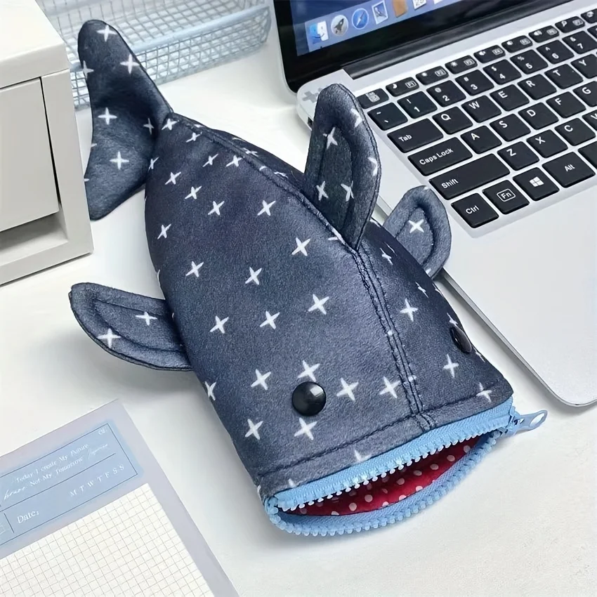 Shark Pencil Case Shark Mouth Zipper Pencil Bag Desk Storage Special Creative Canvas Cute Stationary Organizer Kawaii Organizer