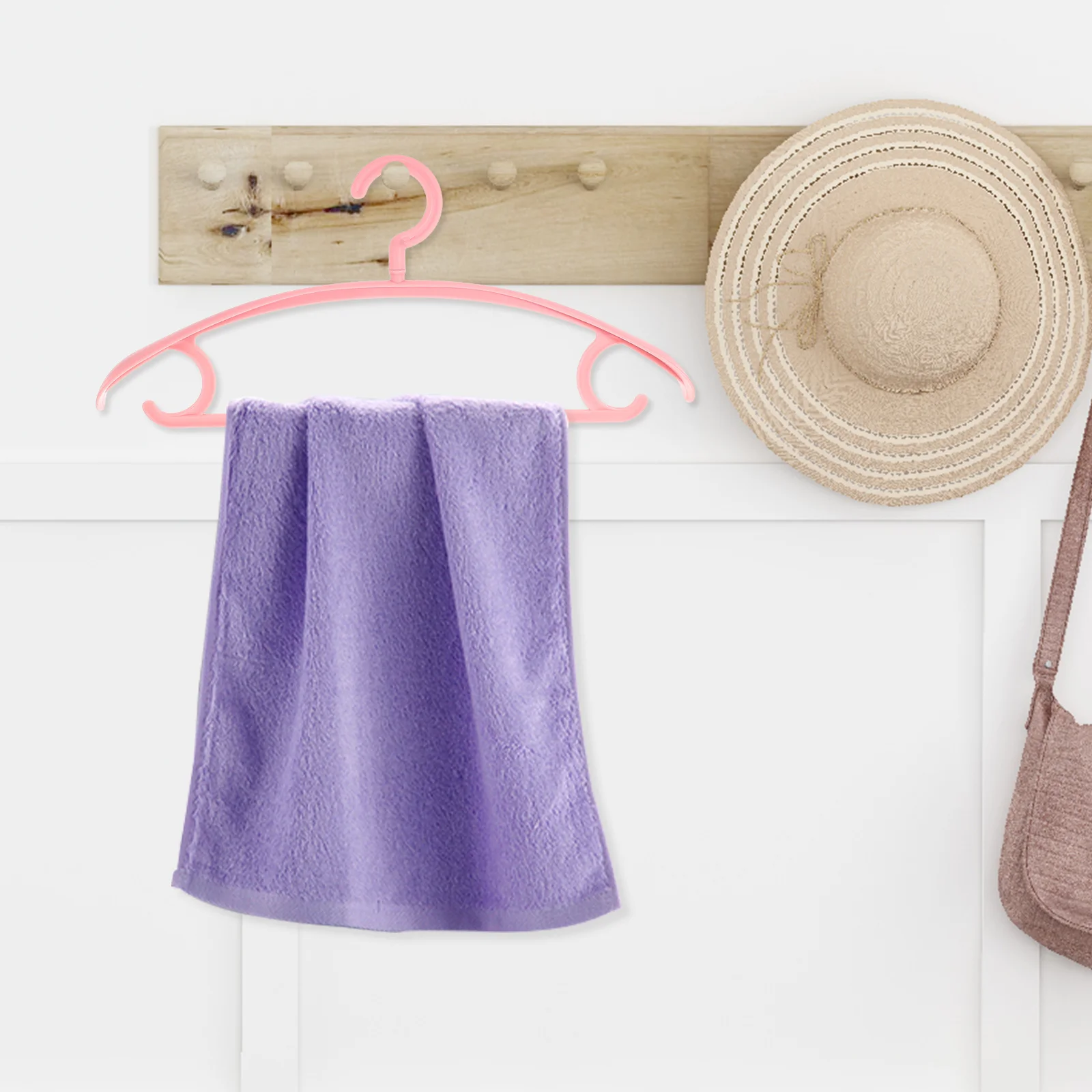 

10pcs Non Plastic Hangers Rose Gold Pink Clothes Plastic Non Slip Garment Hanging Drying Traceless Coat Thick Wide Storage