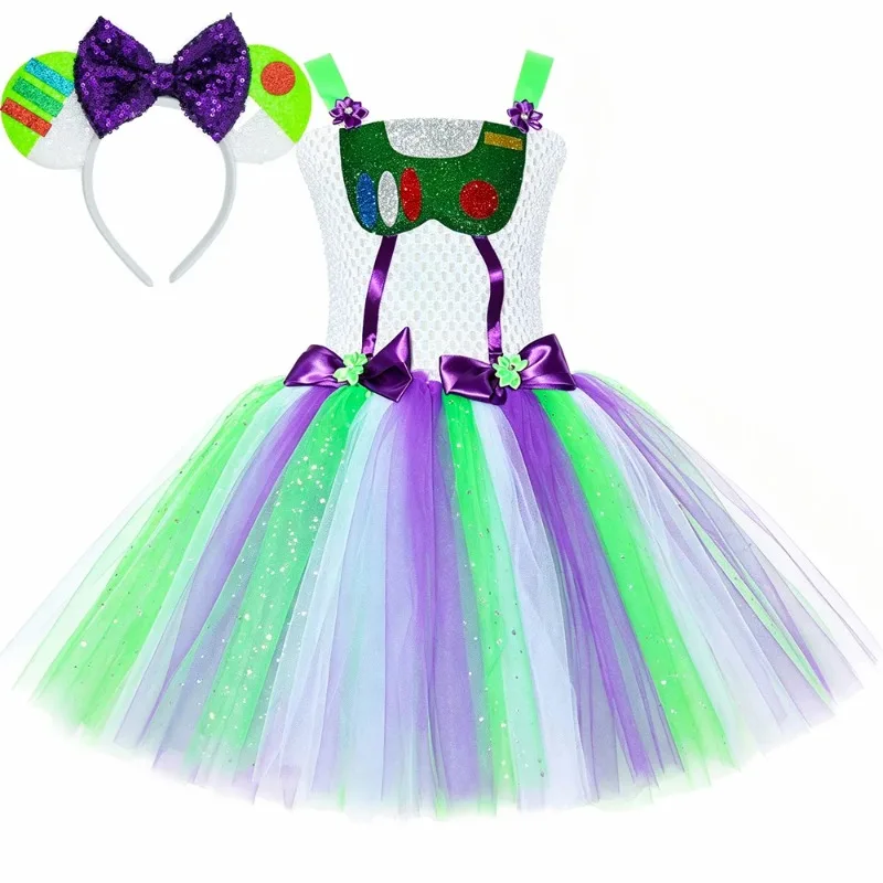 Exquisite Girls Astronaut Style Tutu Dress,Kids Halloween Carnival Party Clothes,Space Themed Tutu Dress Set, Daily Casual Skirt