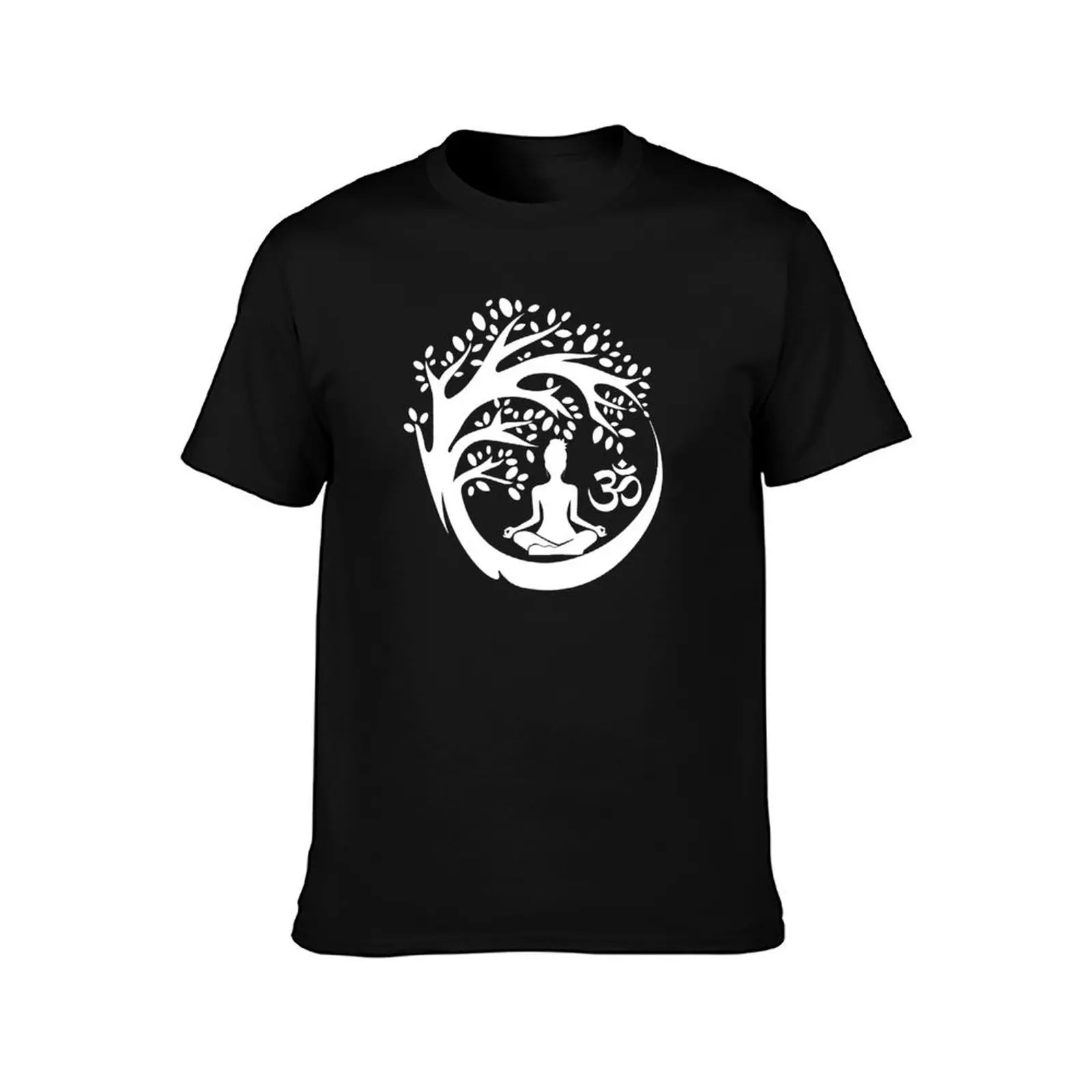 Tree namaste white T-Shirt Summer Casual Cotton Tee Oversized Streetwear Tops Vintage Graphic Print Loose Fit Short Sleeve