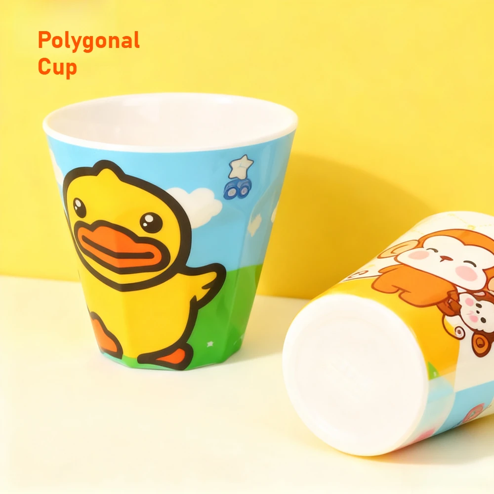 260ML Polygonal Cup Cartoon Water Cup Cute Breakfast Milk Drink Cup Sturdy Shatter Resistant Mouthwash Cup for Office Home