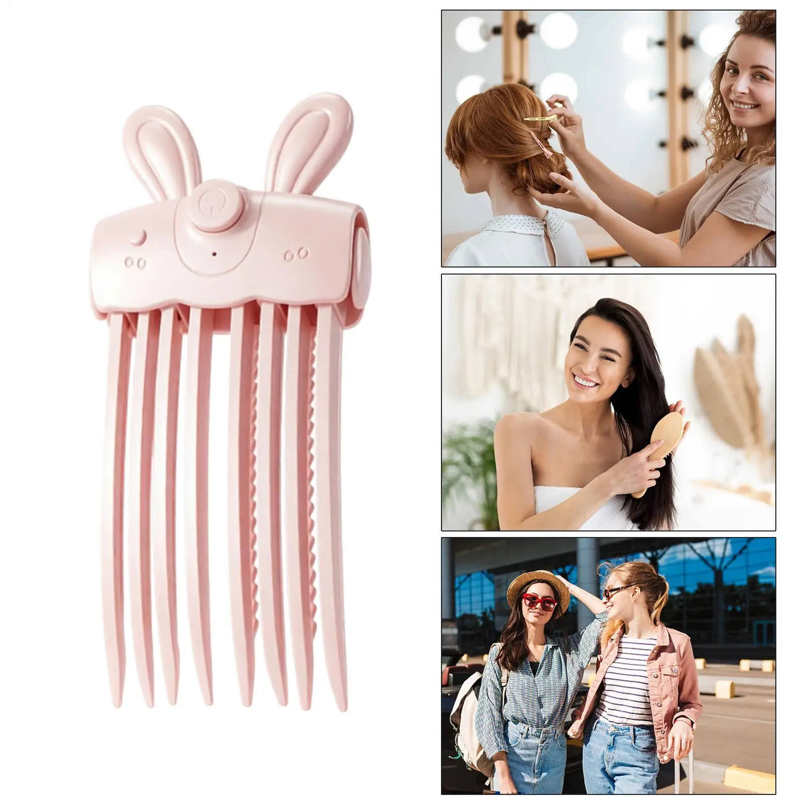 Rechargeable Heated Hairpin High Crown Wireless Electric Hair Clips Curling Fixed Shape LazyStyle Clip Fluffy Hair Roller 3