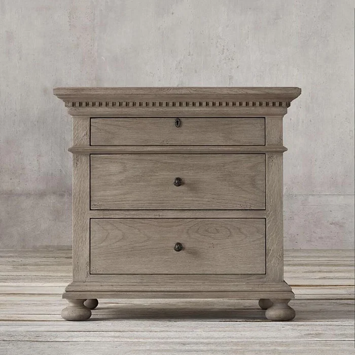 

Custom French hotel bedroom wooden bedside table with drawers