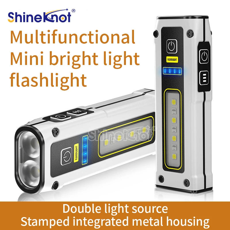 Power Bank Rechargeable Light Led Cob Rechargeable Work Night Light Power Display Red Blue Warning Emergency Lamp With Magnetic