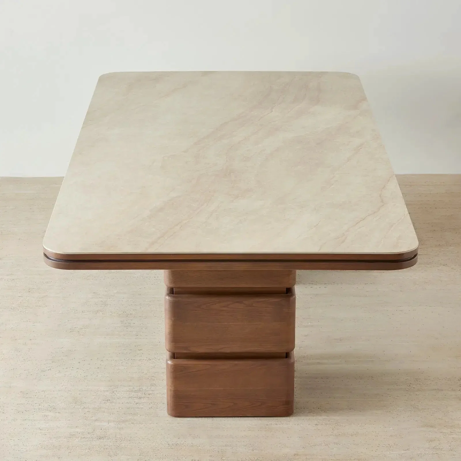 Modern simple solid wood rock slab dining table rectangular dining table high-end villa large flat floor large board table