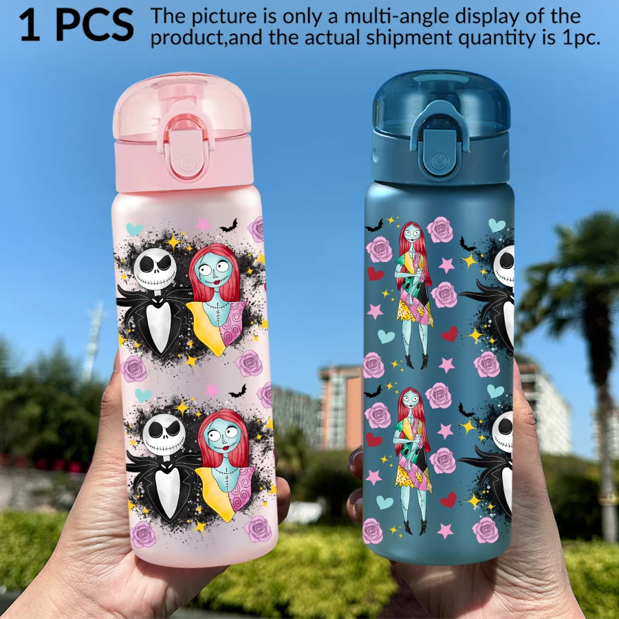 1Pc Disney, Skull, Redhead Girl, 26oz Plastic Water Bottle Sports Water Cup with Lift Rope Birthday/Back To School Gift