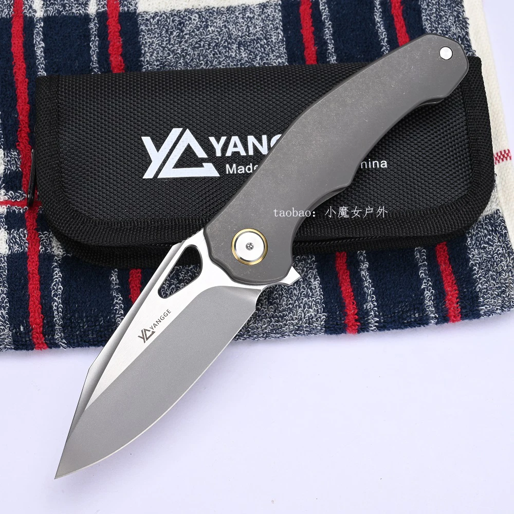 YANGGE YG005 Folding Knife ELMAX Blade TC4 Titanium Handle Camping Outdoor Hunting Fishing Hiking Tactics Survivval EDC Tools