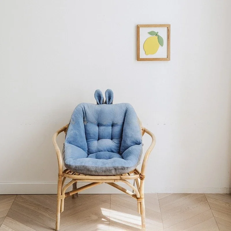 Cartoon Rabbit Ear One-piece Backrest Cushion Soft Inclusive Cushion Anti Slip Strap Study Restaurant Rattan Chair Decoration