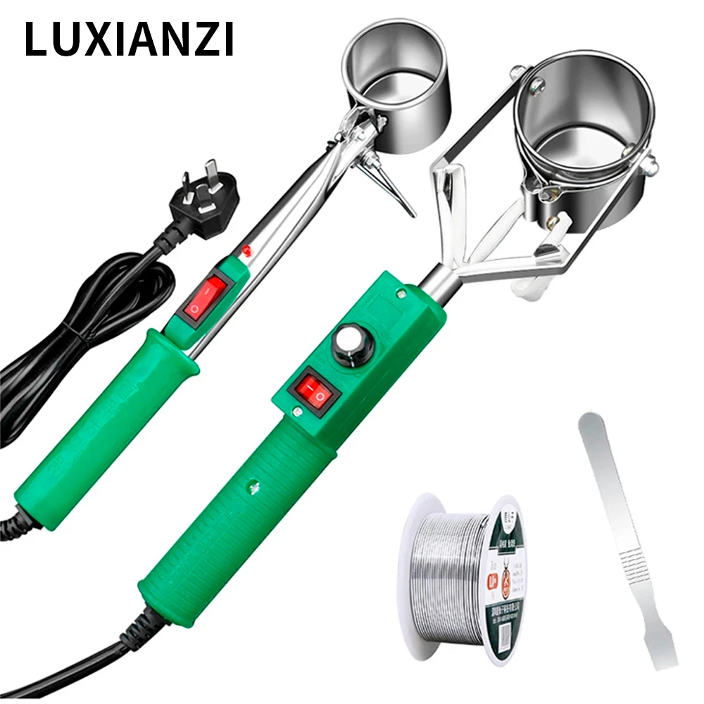 LUXIANZI 220v Portable Handheld Solder Pot Tin with Switch 300-500W Adjustable Desoldering Bath Repair Tool Tin Melting Furnace