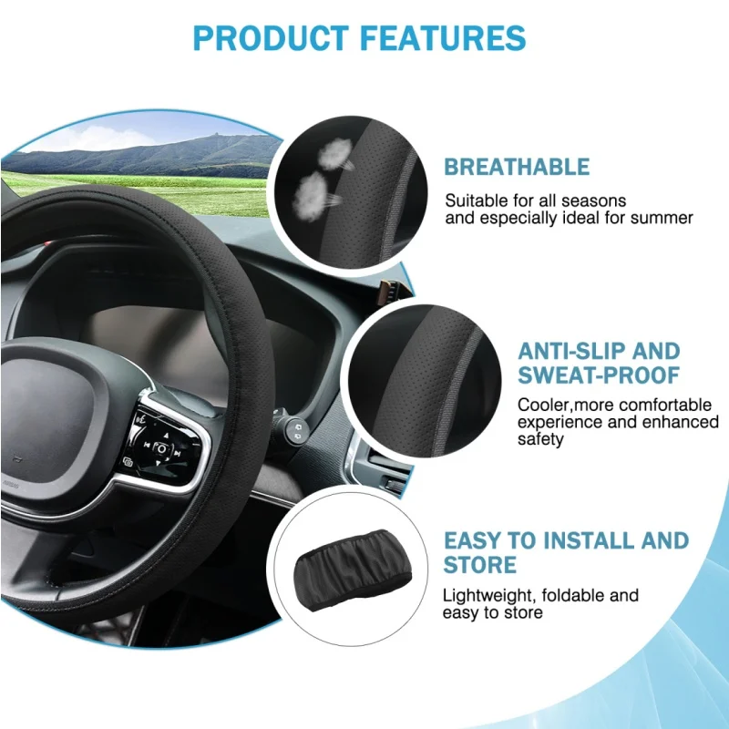 

Car Steering Wheel Cover Anti Slip Breathable For Toyota Camry XV70 Auris E180 Tacoma N300 MK3 auto Accessories