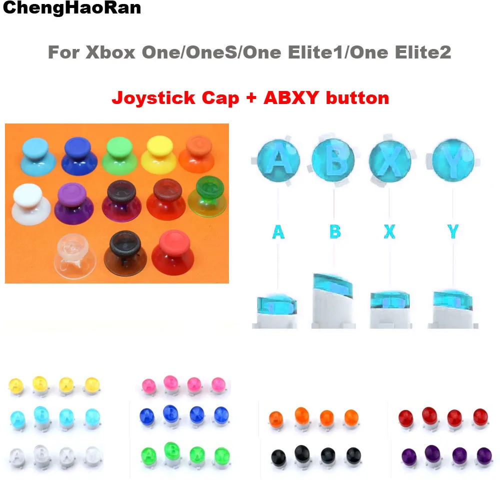 1set ABXY Buttons Set / 2pcs Joystick Cap For Xbox One Elite/Xbox One Slim S/Xbox One Controller Accessories Replacement Buttons