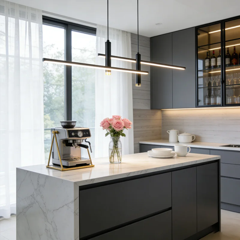 

Современный подвесной светильник черного цвета для столовой, кухни, барной стойки, отеля. Специализированное освещение для интерьера. Подвесной светильник.